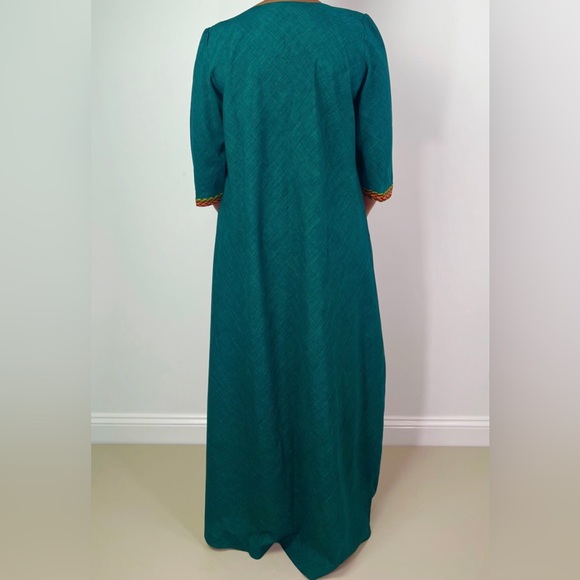 Forest Green Dashiki Print Detail Maxi Notch Neck Dress - Picture 7 of 7